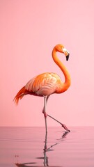 Fototapeta premium Flamingo on pink