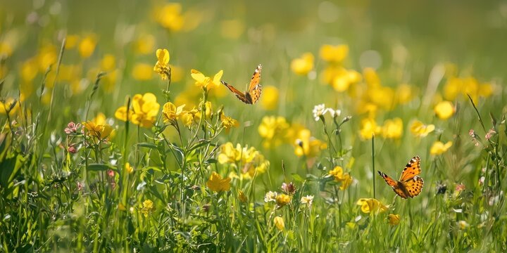 Fototapeta A Spring Meadow Full of Butterflies