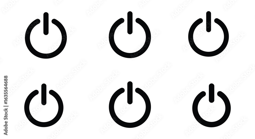 Fototapete multiple power button icons arranged in a grid pattern on white background, flat vector