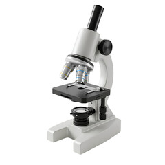 Realistic 3D Render of a White Microscope Isolated on Transparent Background