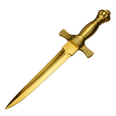 Realistic Gold Dagger Illustration Isolated On Black Transparent Background