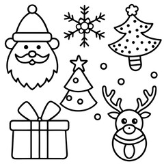 Obraz premium line-art-vector-set-of-christmas-holiday-doodles--