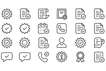 Editable Minimal Icons of Calendars, Documents, and Certifications


