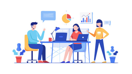 Teamwork collaboration office meeting business strategy and data analysis presentation discussion concept