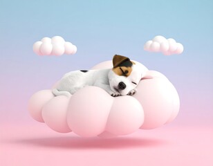 Cute puppy sleeping on a cloud