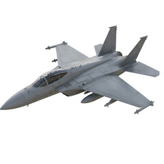 Realistic Grey Military Jet Aircraft Isolated On White Background