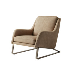Fototapeta premium Realistic 3D Render of Isolated Beige Armchair with Transparent Background