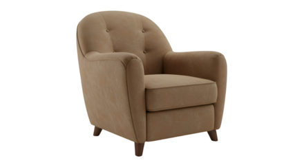 Realistic 3D Render of a Brown Armchair Isolated with Transparent Background