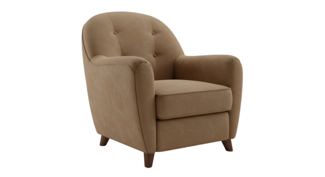 Realistic 3D Render of a Brown Armchair Isolated with Transparent Background