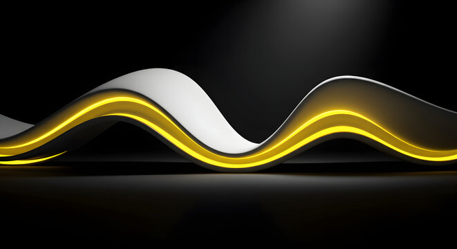 Illuminated fluid shape on dark surface evoking modern elegance and fluidity