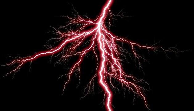 Glowing red lightning bolt on black background