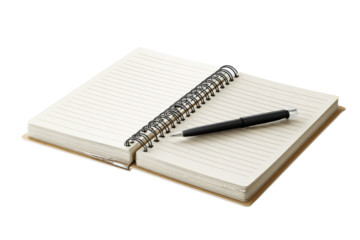 Blank notebook and pen on a transparent background