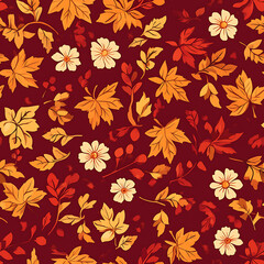 Floral or leaf pattern background suitable for wallpaper, fabric, or decorative design. Soft colors and natural style, ideal for digital and print use.