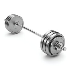 Naklejka premium Photo of Silver Barbell with Weights Isolated on White Background