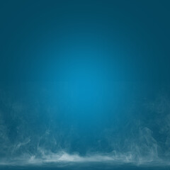 Ethereal blue background with wispy white smoke and fog creating a mystical atmosphere