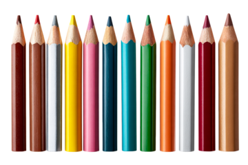 Colorful pencils on a clear backdrop