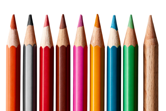 Neatly arranged colorful pencils