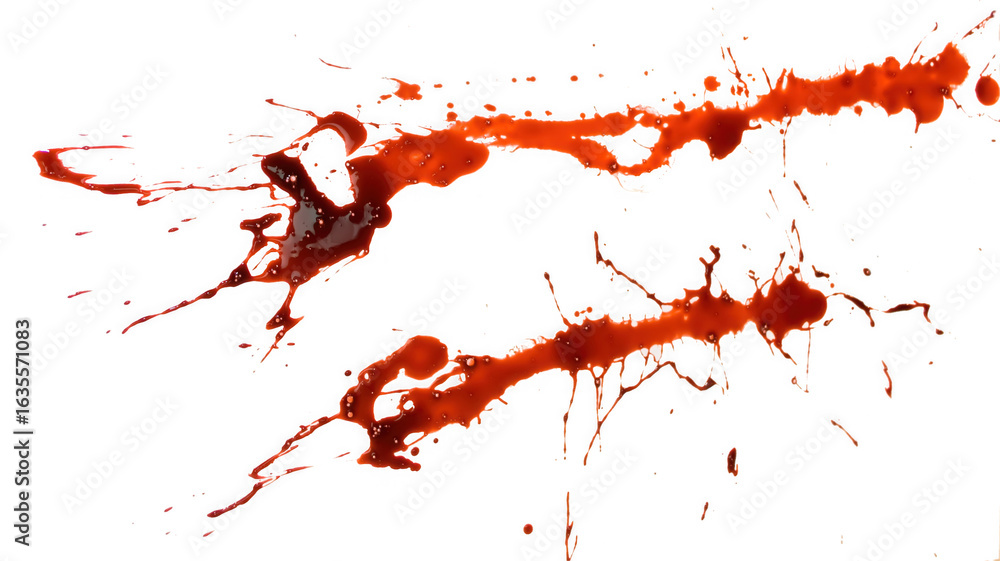 Poster vibrant orange liquid splashing and dripping in abstract dynamic shapes isolated on transparent back