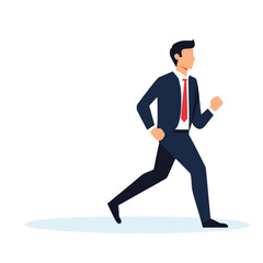 Business man walking briskly in formal suit and red tie flat vector illustration professional young businessman moving forward concept isolated on white background