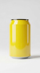 Fototapeta premium Yellow Soda Can on White Background beverage can drink