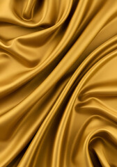 Fototapeta premium Photo of Golden Silk Fabric with Elegant Waves and a Luxurious Texture