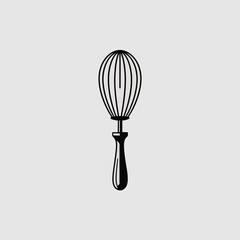 Vintage illustration of a wire whisk on a plain background
