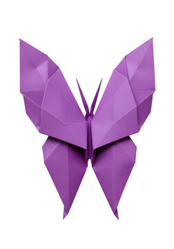 Purple Origami Butterfly Isolated On Transparent Background Illustration