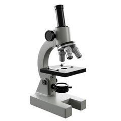 Realistic 3D Render of a Grey Microscope on Transparent Background