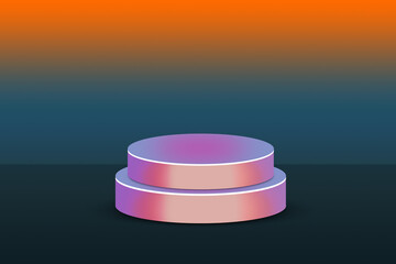 3D Gradient Podium with Dark Background and Orange Top Lighting for Product Showcase