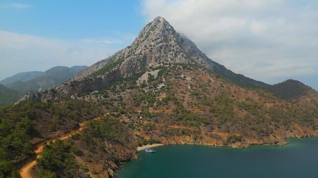 4K Cinematic Drone Footage of Adrasan Kalesi - Turkey_49