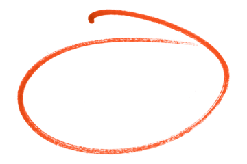 Red pencil highlight circle mark isolated on transparent background