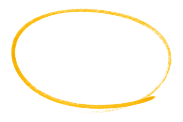 Yellow pencil highlight circle mark isolated on transparent background