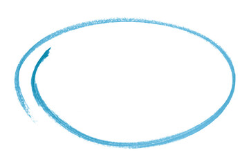 Light blue pencil highlight circle mark isolated on transparent background