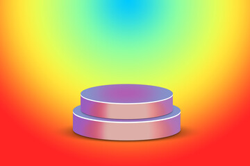 3D Product Display Podium with Rainbow Gradient Background – Abstract Colorful Showcase Platform
