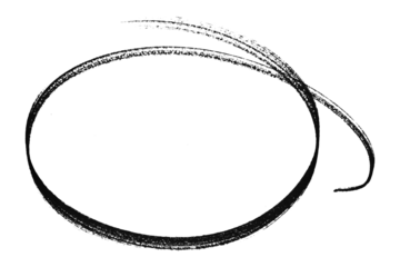 Black pencil highlight circle mark isolated on transparent background