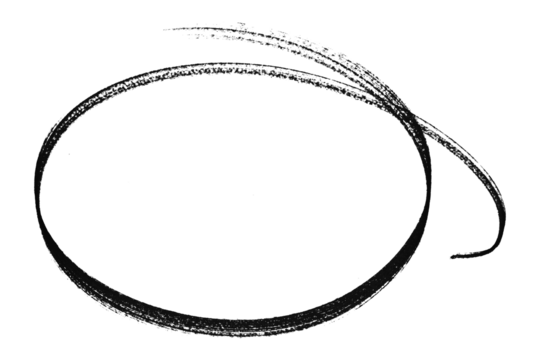 Black pencil highlight circle mark isolated on transparent background