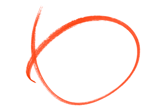 Red pencil highlight circle mark isolated on transparent background