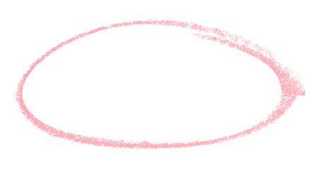 Pink pencil highlight circle mark isolated on transparent background