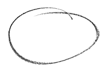 Black pencil highlight circle mark isolated on transparent background