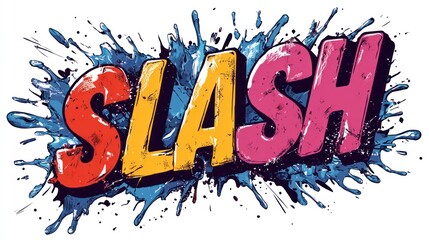 Colorful comic book style slash word art