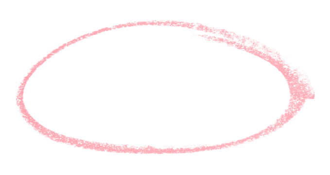 Pink pencil highlight circle mark isolated on transparent background