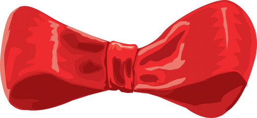 Shiny red bow tie isolated on transparent background for formal wear and celebrations