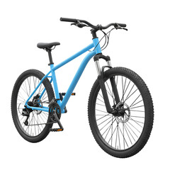 Realistic Illustration of a Blue Mountain Bike with Black Tires Isolated on Transparent Background