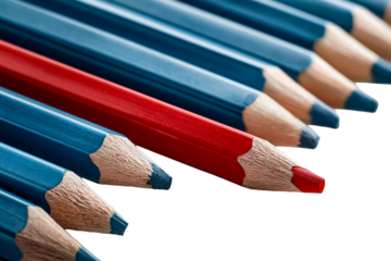 Colorful pencils with red accent