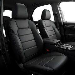 Realistic Photo of Black Leather Car Seats Isolated Against a Transparent Background