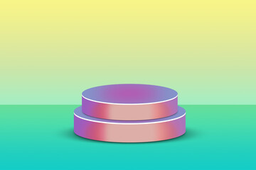 3D Product Display Podium on Gradient Aqua Yellow Background for Branding and Advertising
