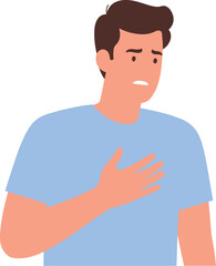 detailed professional high quality Illustration of Man with Hand on Chest Expressing Emotion