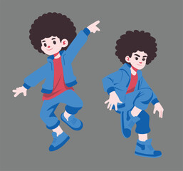 Young Boy Hip hop Dancer Cartoon Character