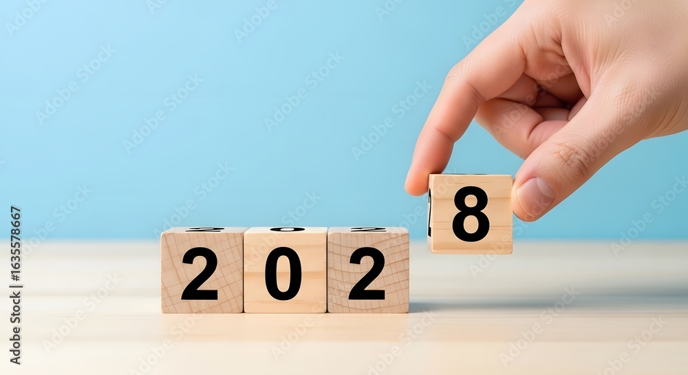 Poster new year resolution concept changing wooden blocks from year two thousand twenty two to two thousand