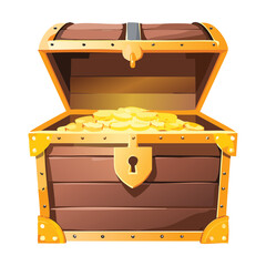 Open Treasure Chest with Shining Gold Coins
